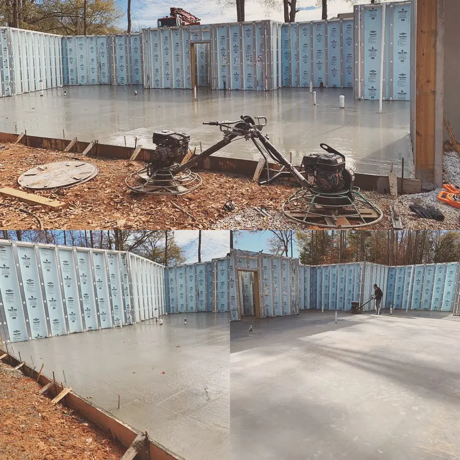 residential concrete basement slab and retaining walls